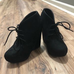 Black Wedged Booties